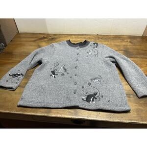 Vintage Bonworth Playful Cats Cardigan Size XL Petite
